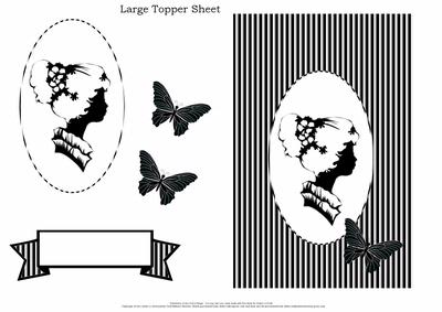 Large Black N White Topper with Butterfly