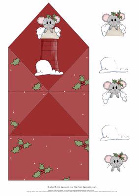 Christmas Mouse in Chimney Spring Card