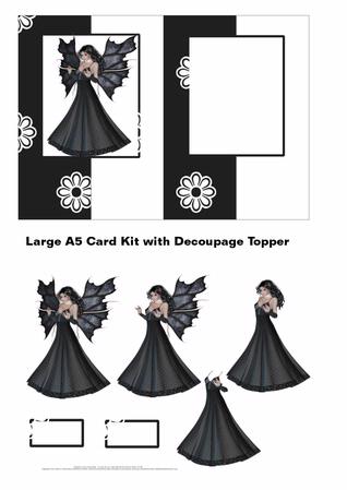 Fairy in Black A5 Fold Card