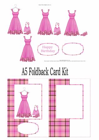Pink Dress A5 Foldback Card Kit