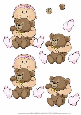 Baby Girl with Bear 3D
