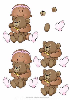 Ethnic Baby Girl with Bear 3D