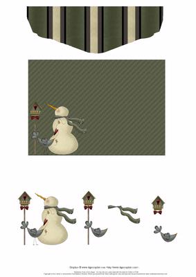 Snowman and Birdie House Envelope Sheet