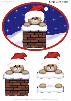 Teddy Santa in Chimney Card Topper