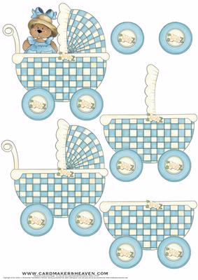 Blue Checked Baby Pram