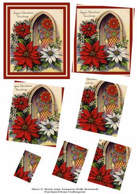 Poinsettias and Church Window