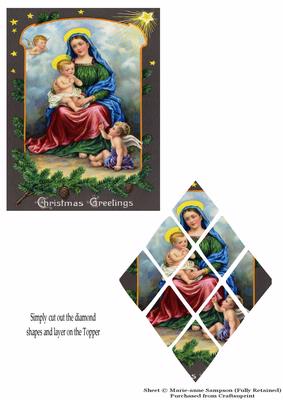 Mary and Baby Jesus Diamond Shaped Panel Topper