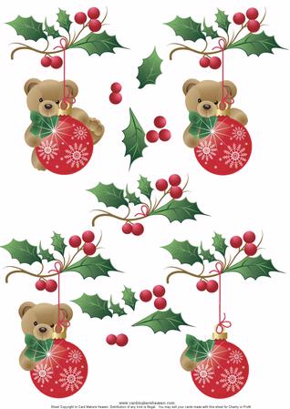 Christmas Teddy And Baubles