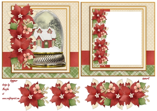 Topper & Insert Christmas Globe& Poinsettias