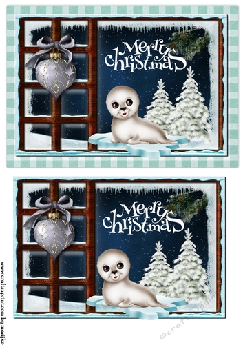 Christmas Window Cute Seal Baby