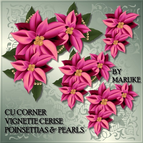 CU Vignette Cerise  Poinsettias & Pearls