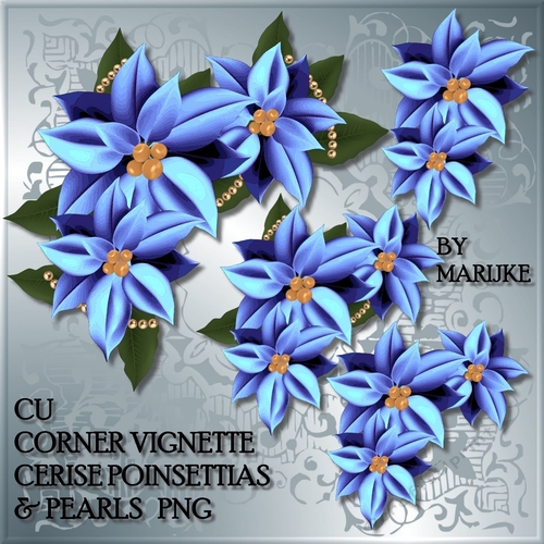CU Vignette Blue   Poinsettias & Pearls