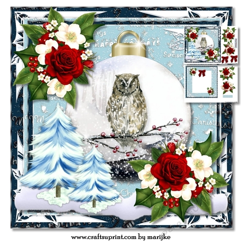 Christmas Grey Owl Bauble Mini Kit