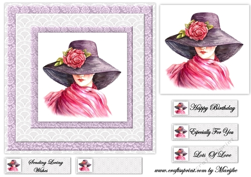Beautiful  Purple Hat Card Topper