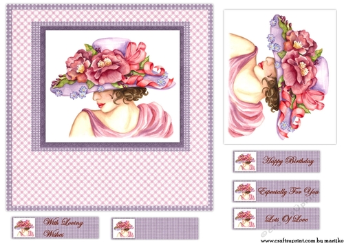 Beautiful   Hat   Summer Roses Card Topper