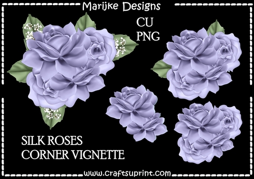  CU Vignette  Purple Silk  Roses