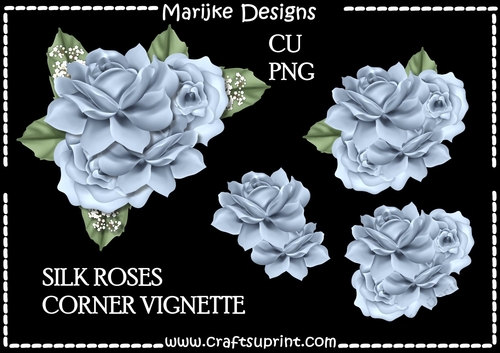  CU Vignette  Blue Silk  Roses