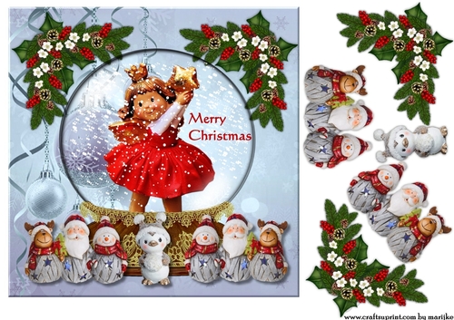 Christmas Snowglobe  Cute Girl  Quick Card