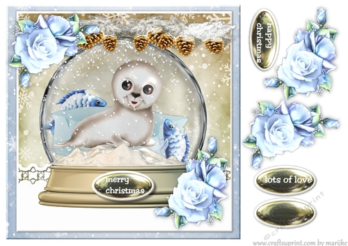 Christmas Snow Goble  Ice Flowers Quick Card 1