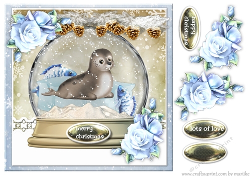 Christmas Snow Goble  Ice Flowers Quick Card 2
