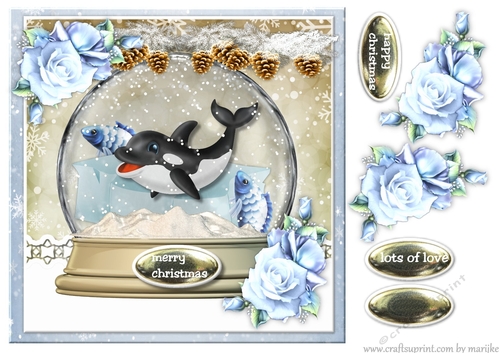 Christmas Snow Goble  Ice Flowers Quick Card 3