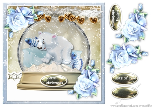 Christmas Snow Goble  Ice Flowers Quick Card 4