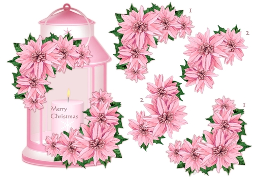 Christmas Lantern & Pink Poinsettias