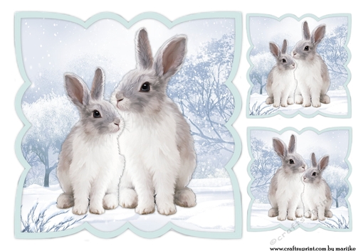 Scallop Topper Christmas Animals Bunnies