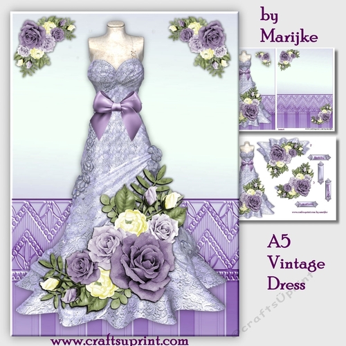 Purple Roses & Vintage Dress A5 Mini Kit