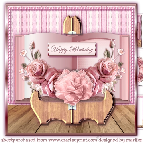 Book On Standard Vintage Pink Roses  Mini Kit