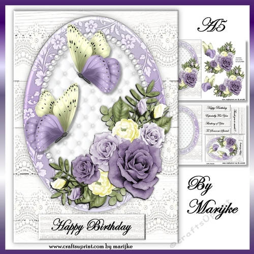Purple Roses & Butterflies  A5 Mini Kit
