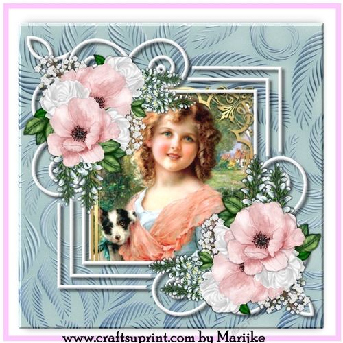 Spring Flowers In Frame Vintage Girl 