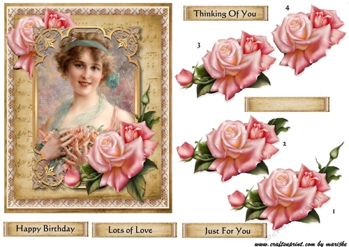 Vintage Lady & Roses 1