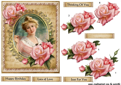 Vintage Lady & Roses 2