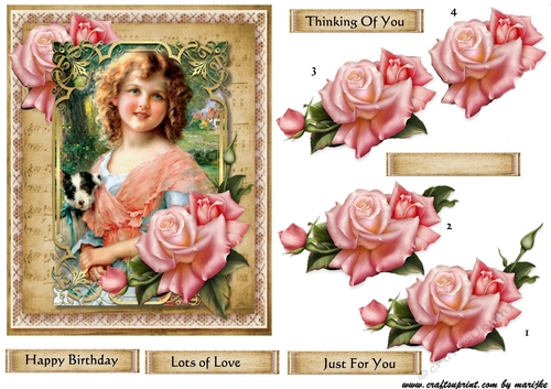 Vintage Lady & Roses 3