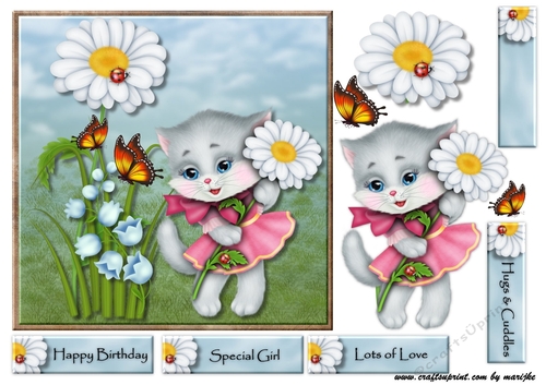 Cute Birthday Girl Spring Flowers