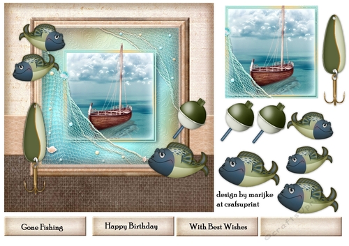Male card Gone Fishing