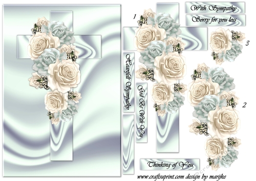 A5  Sympathy  Cross &  Vintage Roses   
