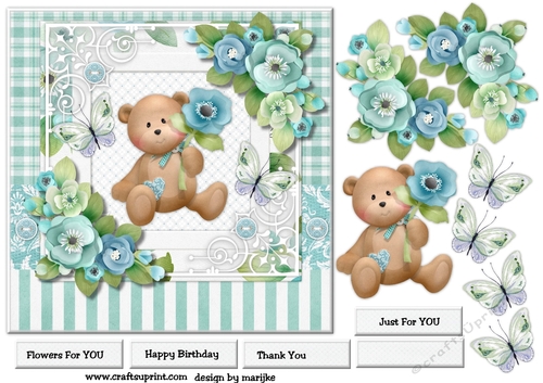 Flowers For You Cute Teddie