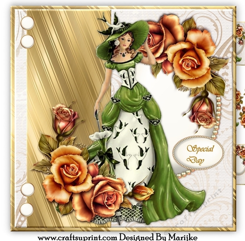 Mini Kit Vintage Lady In Green Dress