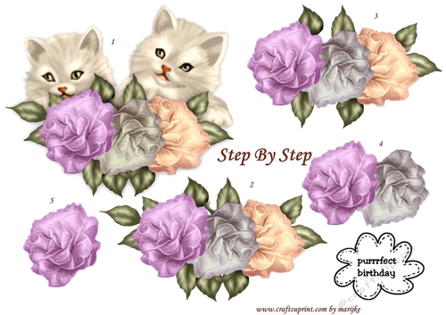 Cute Vintage Kittens & Roses 3