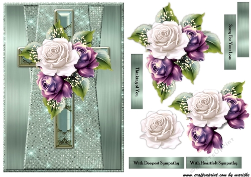 A5   Sympathy Cross & Roses 1