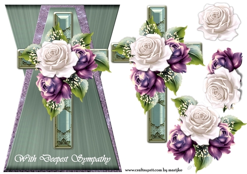 A5   Sympathy Cross & Roses 5