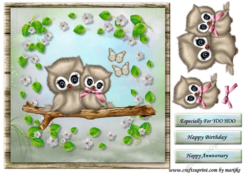 Cute Owls Happy Anniversary Quick card
