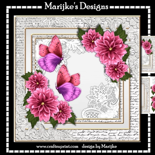 Pink Dahlias  Birthday  Wishes  Mini Kit
