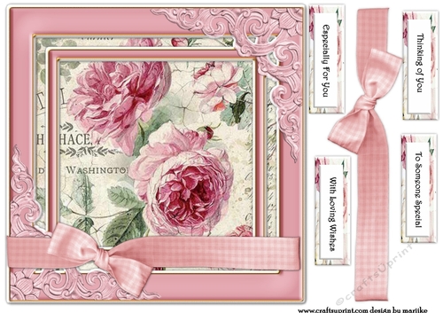 Vintage Roses Card Topper  2