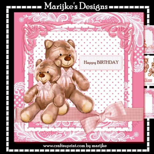Cute Teddie Birthday Girl Mini Kit