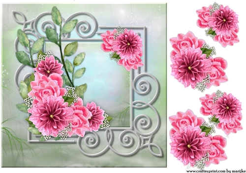 Pretty Flowers In Frame  Quick Card