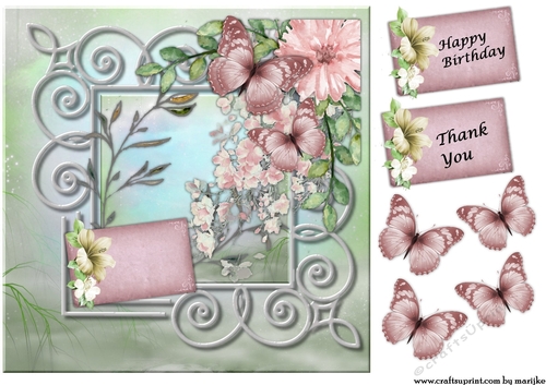 Vintage Flowers & Butterflies    Quick Card
