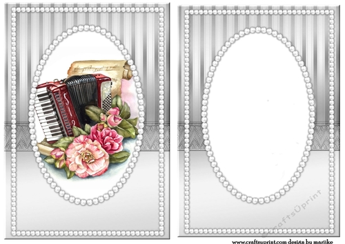 A5 Topper &  Insert Elegant Pearls   Music Vintage 